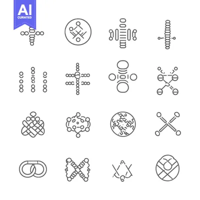 Aset premium populer: Collection of Geometric Line Art Designs with Circle and Line Elements
