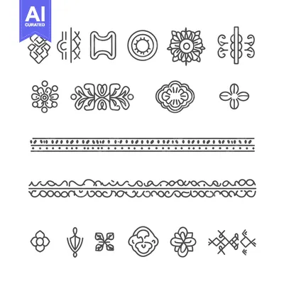 Popular premium asset: Collection of Geometric Line Art Ornaments and Borders