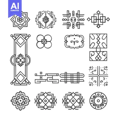 Popular premium asset: Collection of Geometric Line Art Patterns with Floral and Abstract Ele