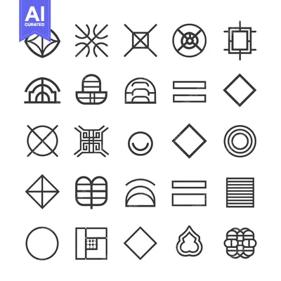 Popular premium asset: Collection of Geometric Shapes and Patterns as Line Icons