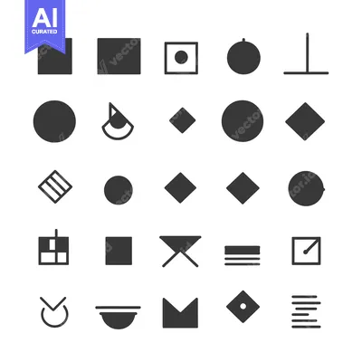 Aset desain premium: Collection of Geometric Shapes and Symbols