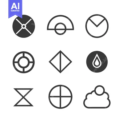 Aset premium populer: Collection of Geometric Shapes and Symbols in Black and White