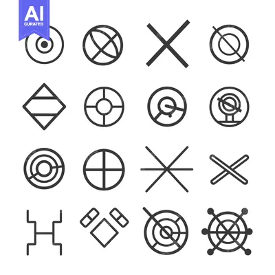 Aset desain premium: Collection of Geometric Shapes and Symbols in Black and White