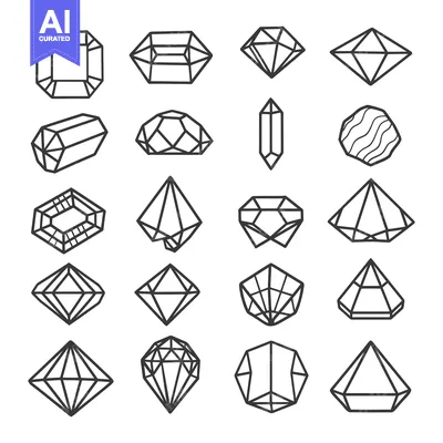 Premium design asset: Collection of Geometric Shapes Representing Gemstones