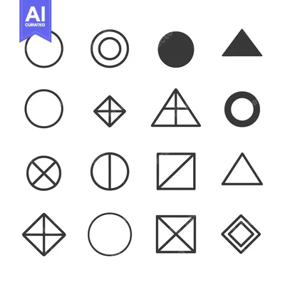Aset desain premium: Collection of Geometric Shapes with Different Fill Patterns