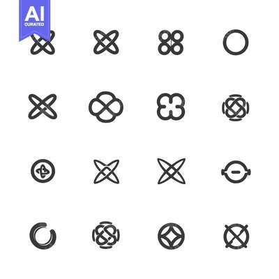 Popular premium asset: Collection of Geometric Shapes with Intertwined Lines