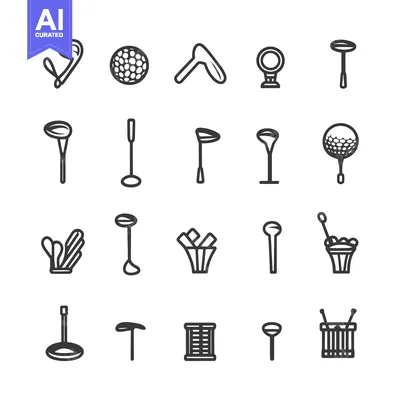 Aset premium populer: Collection of Golfing Equipment and Accessories Icons