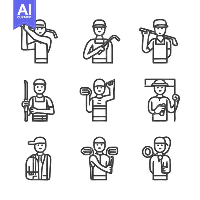 Aset premium populer: Golfing Icons - A Collection of Sports and Recreation Illustrations.