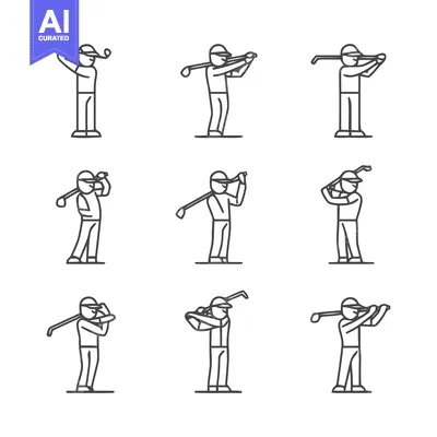 Aset premium populer: Golf Swing Sequence - A Detailed Illustration of the Golfing Motion.