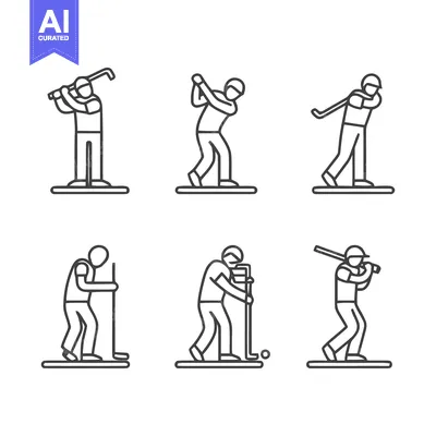 Popular premium asset: Golfing Action - A Set of Line Art Illustrations Depicting Golfers.