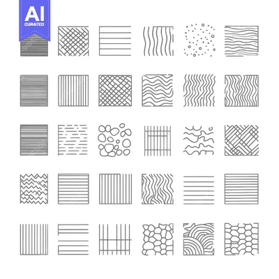 Collection of Gray-Scale Hand-Drawn Geometric Patterns in Squares