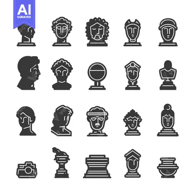 Aset desain premium: Collection of Greek and Roman Bust and Statue Icons