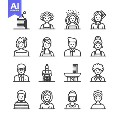 Aset premium populer: Hairdresser Icons - A Collection of Stylist and Salon Symbols.