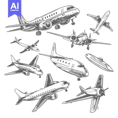 Popular premium asset: Collection of Hand-Drawn Airplane Illustrations