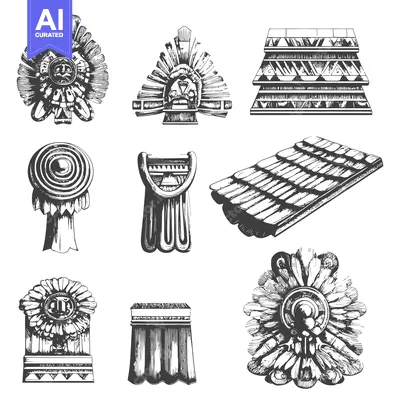Aset desain premium: Collection of Hand-Drawn Architectural Elements