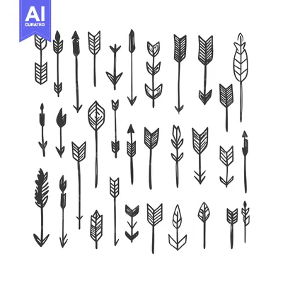 Aset premium populer: Collection of Hand-Drawn Black and White Arrow Designs