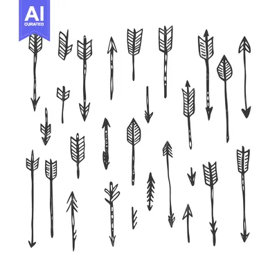 Aset premium populer: Collection of Hand-Drawn Black and White Arrow Designs