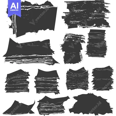 Aset desain premium: Collection of Hand Drawn Black and White Paper Shapes