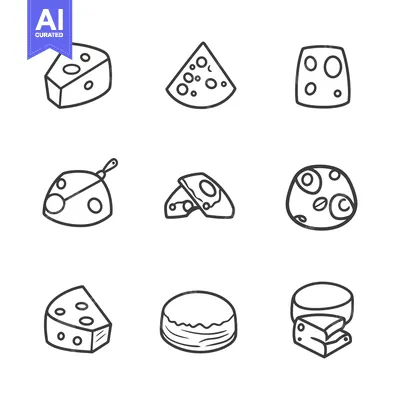 Collection of Hand-Drawn Cheese Icons