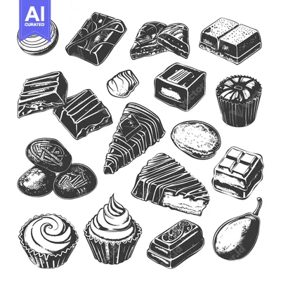 Aset premium populer: Collection of Hand-Drawn Chocolate and Confectionery Sweets