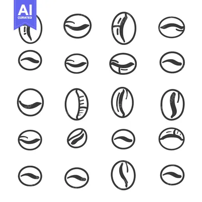 Aset desain premium: Collection of Hand-Drawn Coffee Bean Illustrations