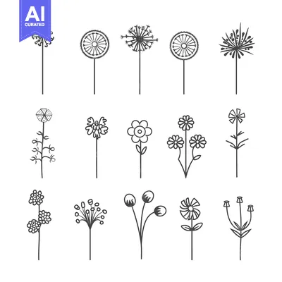 Premium design asset: Collection of Hand-Drawn Flower and Plant Illustrations