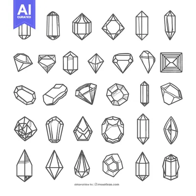 Aset desain premium: Collection of Hand Drawn Gemstone Illustrations