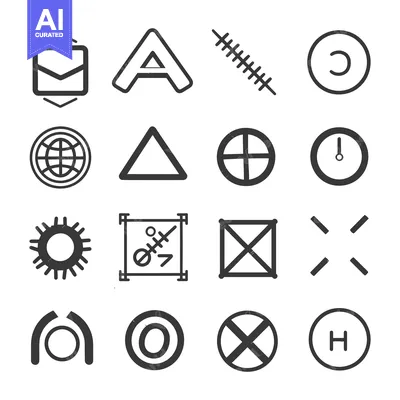 Aset premium populer: Collection of Hand-Drawn Geometric Shapes and Symbols