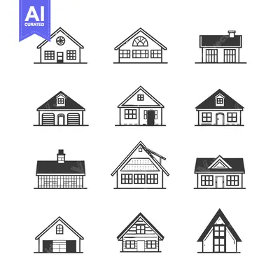 Premium design asset: Collection of Hand-Drawn House Illustrations in Black and White