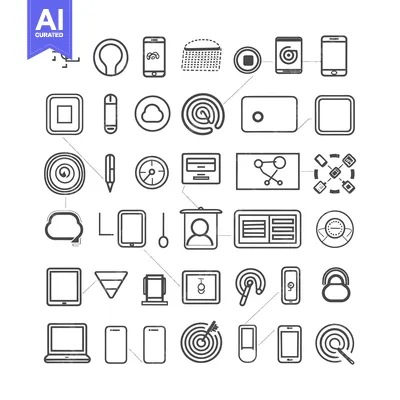 Popular premium asset: Collection of Hand-Drawn Line Icons for Digital Devices, Objects, and