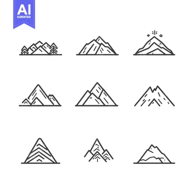 Aset premium populer: Collection of Hand-Drawn Mountain Illustrations