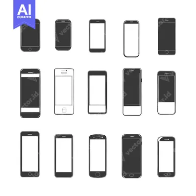 Aset desain premium: Collection of Hand-Drawn Smartphone Silhouettes with Empty Screens