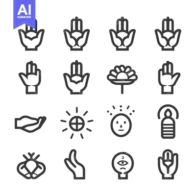 Aset premium populer: Collection of Hand Gestures, Symbols, and Mystical Icons