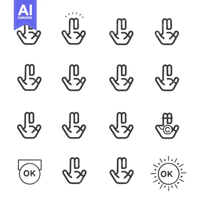 Aset premium populer: Collection of Hand Gestures with "OK" Symbol in Various Designs