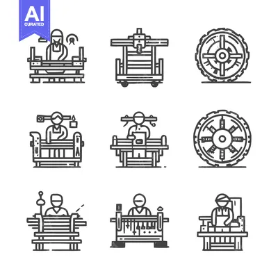 Premium design asset: Weaving and Textile Production - A Detailed Icon Set.