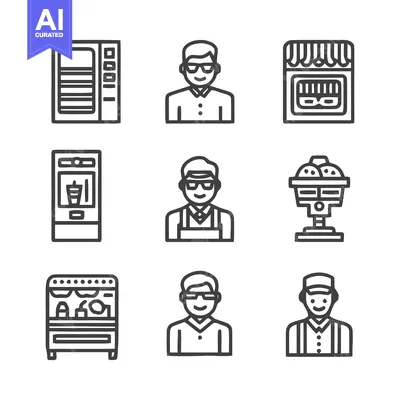 Various icons of people and food-related objects.