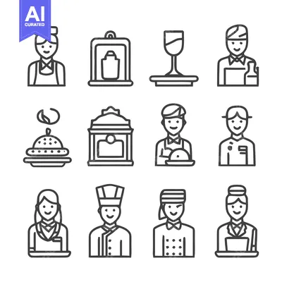 Aset desain premium: Restaurant and Hospitality Service Icon Set for Business.