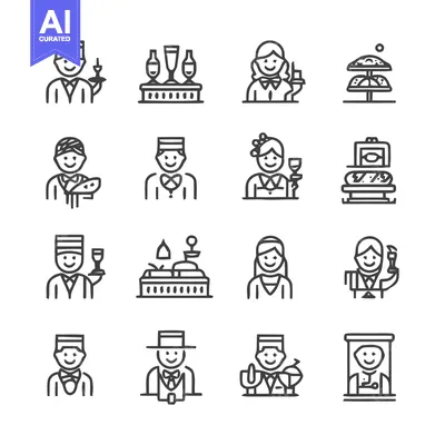Popular premium asset: Waiter and Waitress Icons - Service and Hospitality.