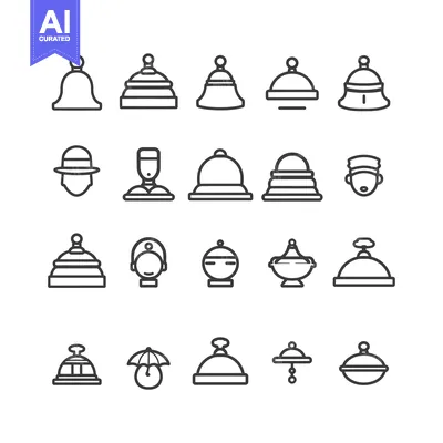 Popular premium asset: Collection of Hotel Bell Service Icons in Black Line Art Style