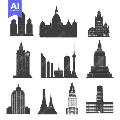 Collection of Iconic Cityscapes in Silhouette