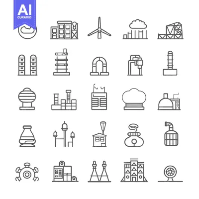 Collection of Industrial and Construction Line Icons
