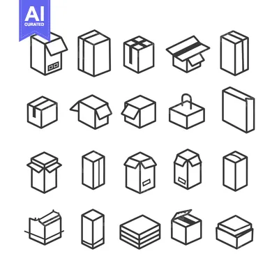 Aset desain premium: Collection of Isometric Box Line Icons