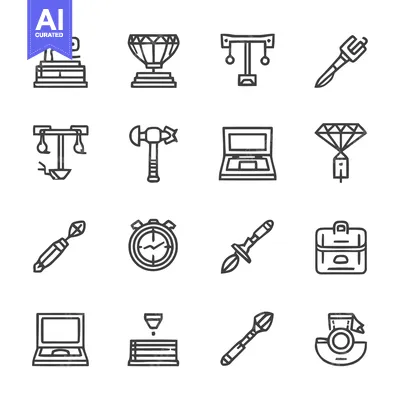 Aset desain premium: Collection of Minimalist Iconography for Various Concepts.