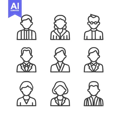 Aset desain premium: Diverse professional portraits - A collection of business people icons