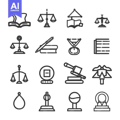 Aset desain premium: Collection of Justice, Law, and Judgement Icons