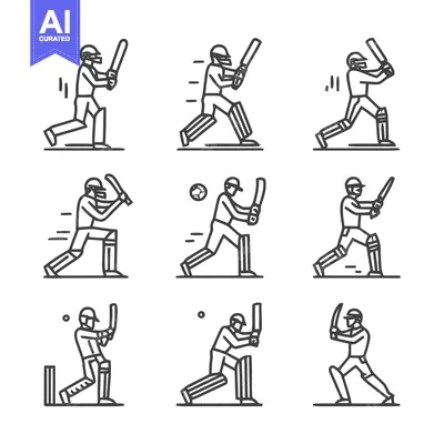 Popular premium asset: Cricket Batsman Actions - A Collection of Sports Illustrations.