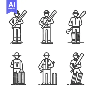 Premium design asset: Cricket Players in Action - A Set of Vector Illustrations.