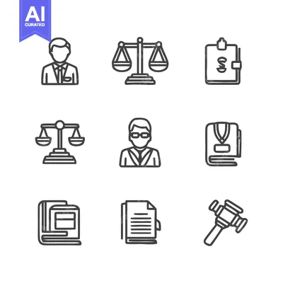 Premium design asset: Legal Icons - A Comprehensive Collection of Law and Justice Symbols.