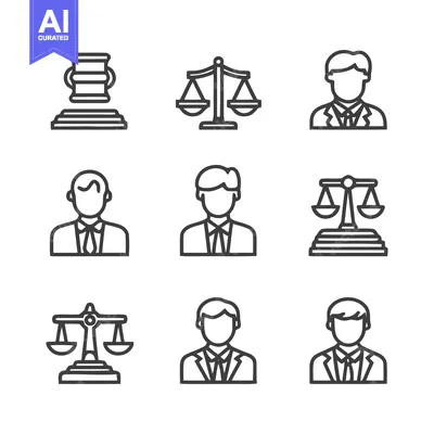 Aset desain premium: Legal Justice Icons - A Collection of Law and Order Symbols.