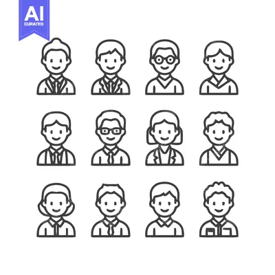 Premium design asset: Diverse Group of People Icons Representing Various Professions and Dem